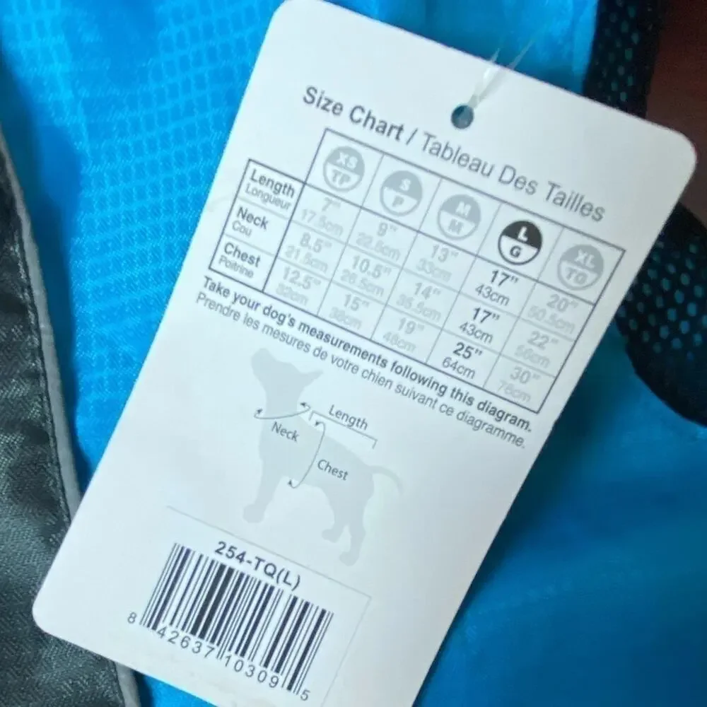 Voyager Dog Windbreaker by Best Pet Supplies - Turquoise, Large NWT